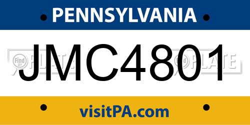 JMC4801 Pennsylvania License Plate