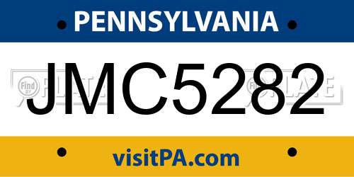 JMC5282 Pennsylvania License Plate