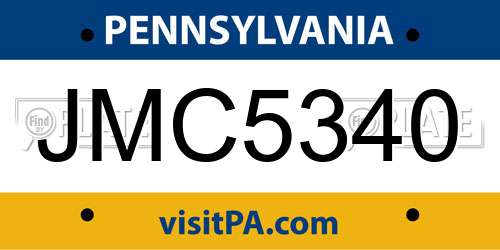 JMC5340 Pennsylvania License Plate