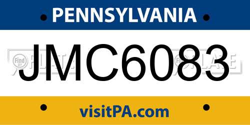 JMC6083 Pennsylvania License Plate