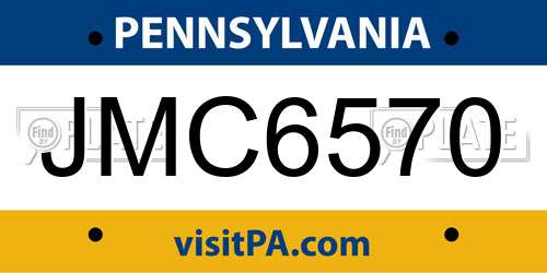 JMC6570 Pennsylvania License Plate
