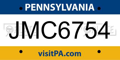 JMC6754 Pennsylvania License Plate