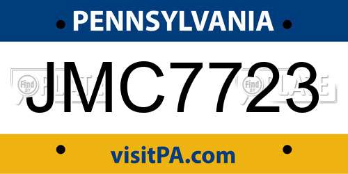JMC7723 Pennsylvania License Plate