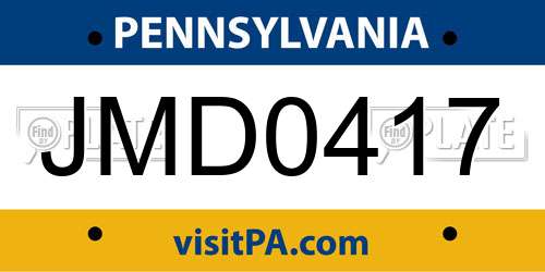 JMD0417 Pennsylvania License Plate