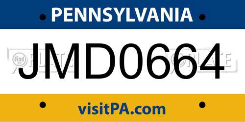 JMD0664 Pennsylvania License Plate