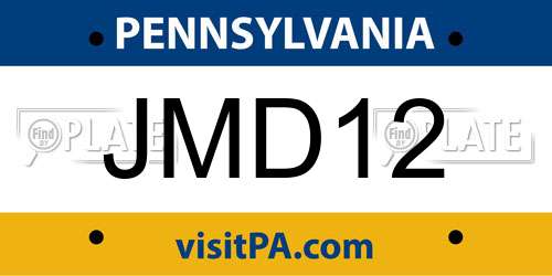 JMD12 Pennsylvania License Plate