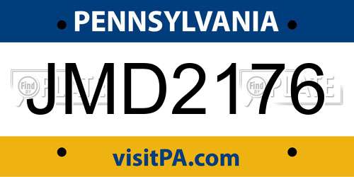 JMD2176 Pennsylvania License Plate