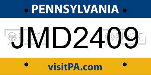 JMD2409 Pennsylvania License Plate