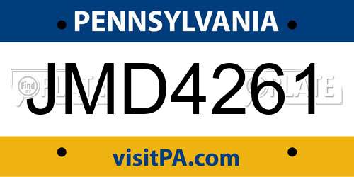 JMD4261 Pennsylvania License Plate