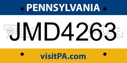 JMD4263 Pennsylvania License Plate