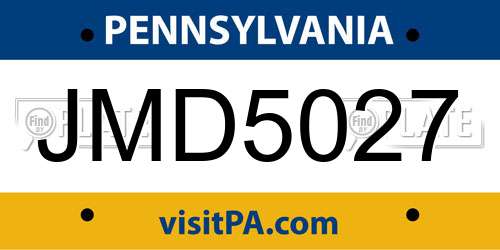 JMD5027 Pennsylvania License Plate