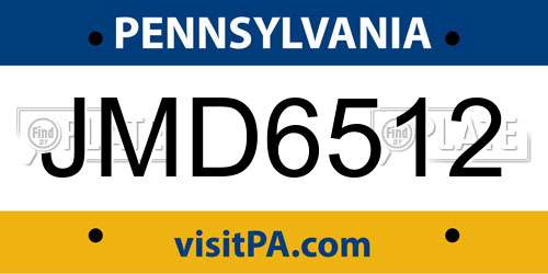 JMD6512 Pennsylvania License Plate