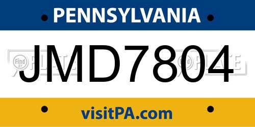 JMD7804 Pennsylvania License Plate