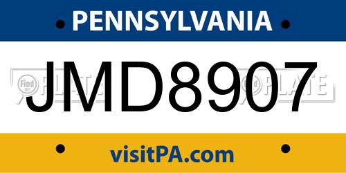 JMD8907 Pennsylvania License Plate