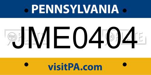 JME0404 Pennsylvania License Plate