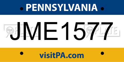 JME1577 Pennsylvania License Plate
