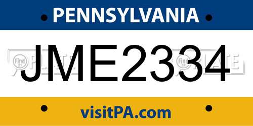 JME2334 Pennsylvania License Plate