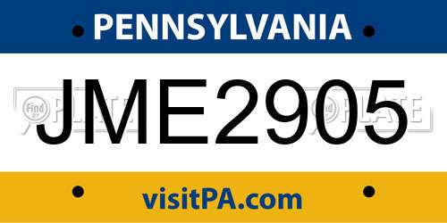 JME2905 Pennsylvania License Plate