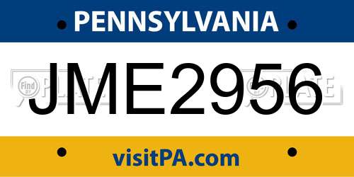 JME2956 Pennsylvania License Plate