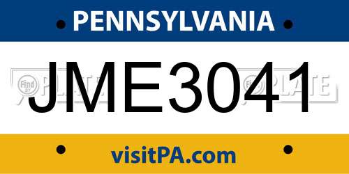 JME3041 Pennsylvania License Plate
