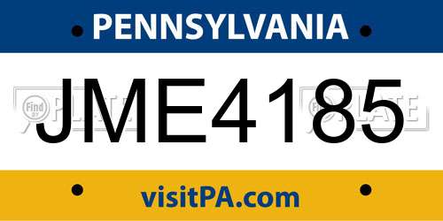 JME4185 Pennsylvania License Plate