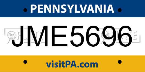 JME5696 Pennsylvania License Plate