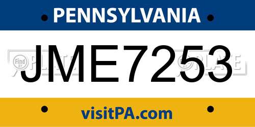 JME7253 Pennsylvania License Plate