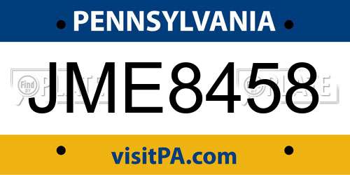 JME8458 Pennsylvania License Plate