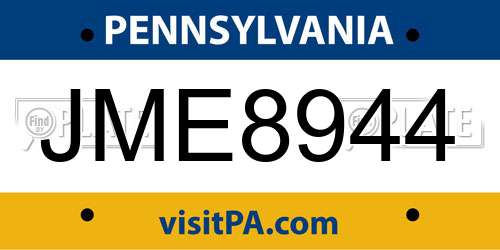 JME8944 Pennsylvania License Plate