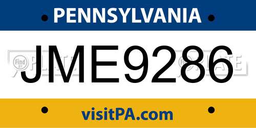 JME9286 Pennsylvania License Plate