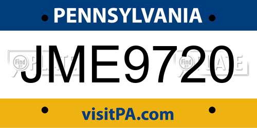 JME9720 Pennsylvania License Plate