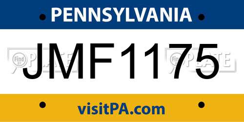 JMF1175 Pennsylvania License Plate