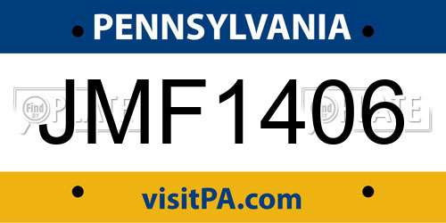 JMF1406 Pennsylvania License Plate