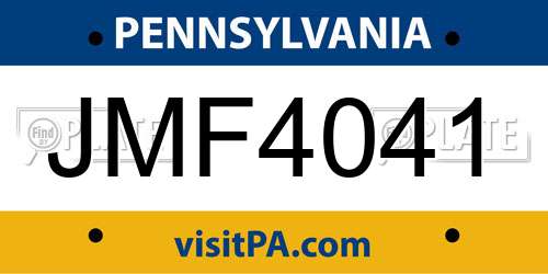 JMF4041 Pennsylvania License Plate