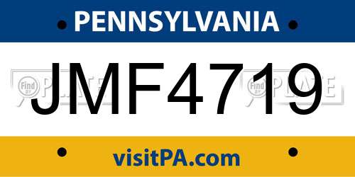 JMF4719 Pennsylvania License Plate