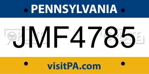 JMF4785 Pennsylvania License Plate