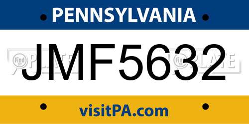 JMF5632 Pennsylvania License Plate