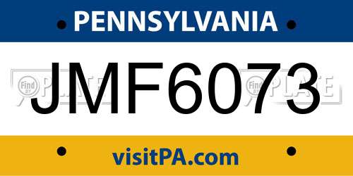 JMF6073 Pennsylvania License Plate