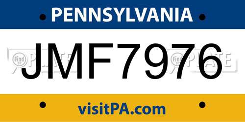 JMF7976 Pennsylvania License Plate