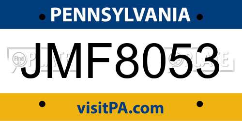 JMF8053 Pennsylvania License Plate