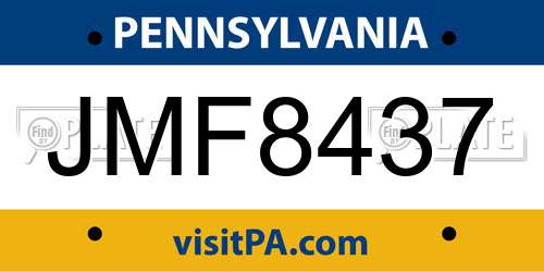 JMF8437 Pennsylvania License Plate