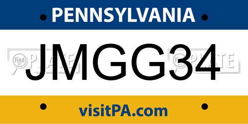 JMGG34 Pennsylvania License Plate