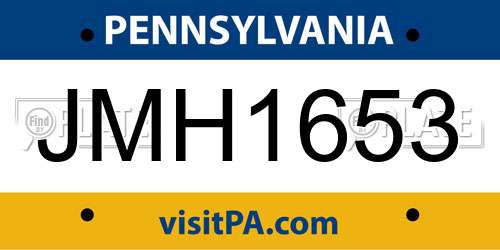 JMH1653 Pennsylvania License Plate