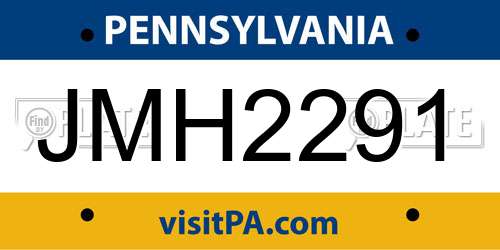 JMH2291 Pennsylvania License Plate