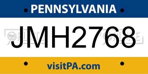 JMH2768 Pennsylvania License Plate