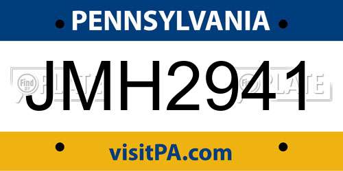 JMH2941 Pennsylvania License Plate