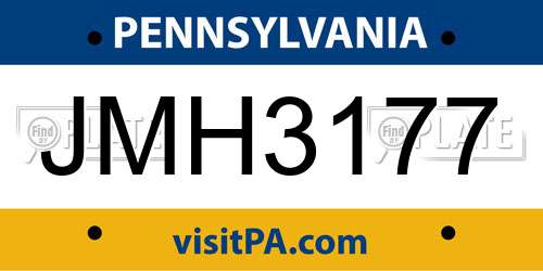 JMH3177 Pennsylvania License Plate