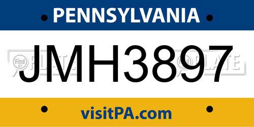 JMH3897 Pennsylvania License Plate