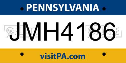 JMH4186 Pennsylvania License Plate