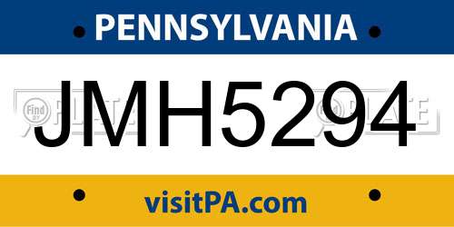 JMH5294 Pennsylvania License Plate
